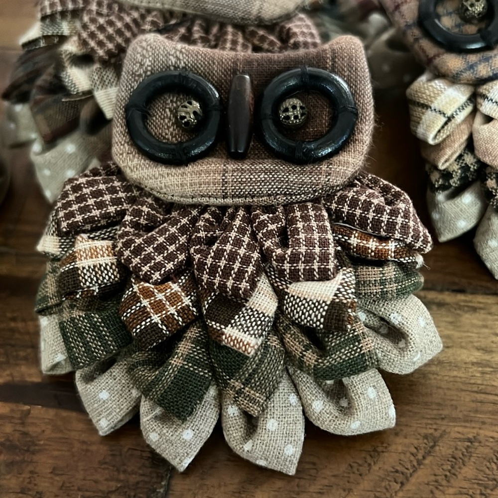 Owl Brooches, Handmade Owl fabric Brooch